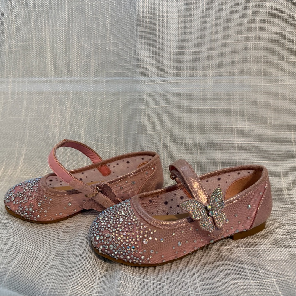 Girls' Pink Sparkle Butterfly Mary Jane Shoes